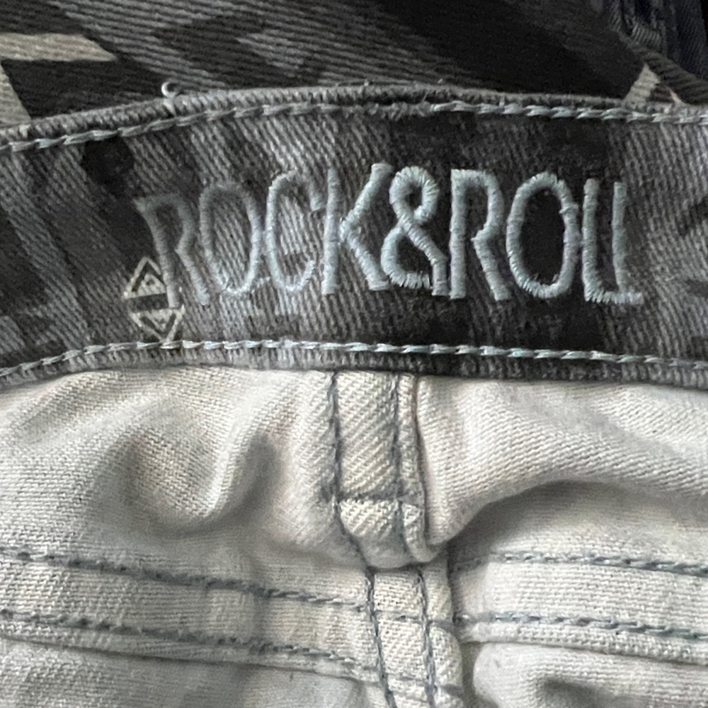Rock & Roll Cowgirl Black and Gray Patterned Flare Jeans - Picture 2 of 4
